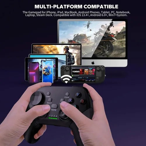 Vista 2 de arVin Game Controller for iPhone/iOS/Android/PC/Steam Deck with Phone Holder, Turbo, Wireless Gamepad Joystick for iPhone