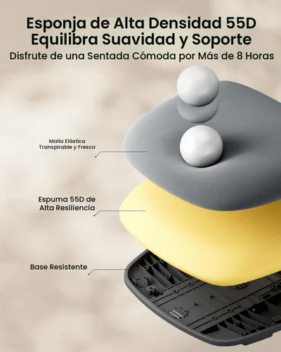Vista 6 de ProtoArc EC200 Silla ergonómica de oficina con profundidad de asiento Soporte lumbar, respaldo alto, silla de escritorio de malla, oficina en casa