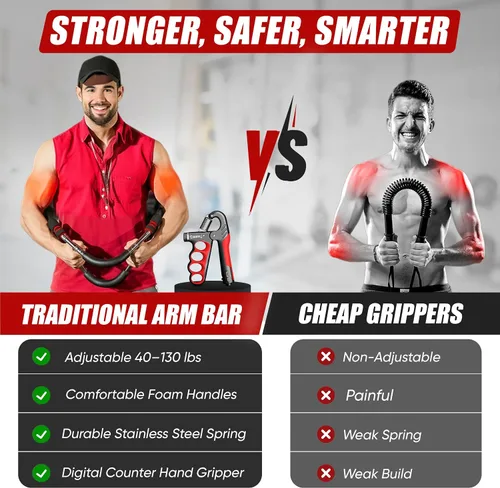 Vista 7 de LuxUltra Twister Arm Trainer Equipo de entrenamiento de pecho para hombres y mujeres, entrenador de pecho y brazo ajustable de 40 a 130 libras