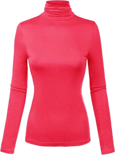 Vista 34 de MixMatchy Camisetas de manga larga delgadas y ligeras para mujer, cuello alto, capa base, camisetas activas