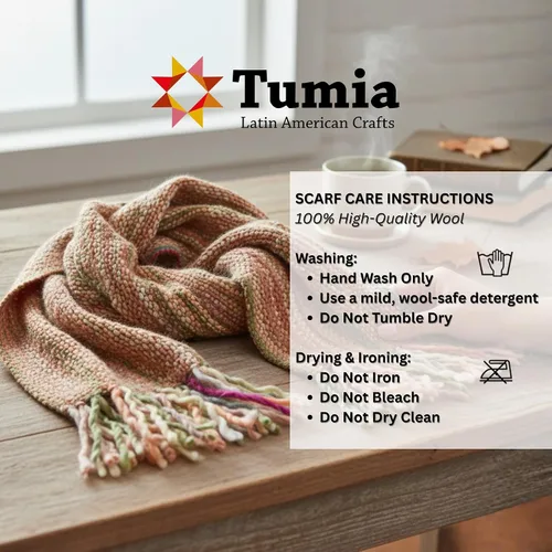 Vista 4 de Tumia LAC - Bufanda de lujo extra larga gruesa a rayas - Hecho a mano y muy cálido - Unisex