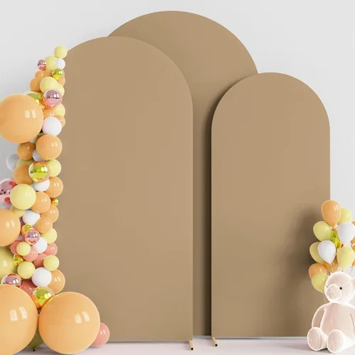 Vista 31 de Wokceer - Juego de 3 fundas de arco para telón de fondo, color beige