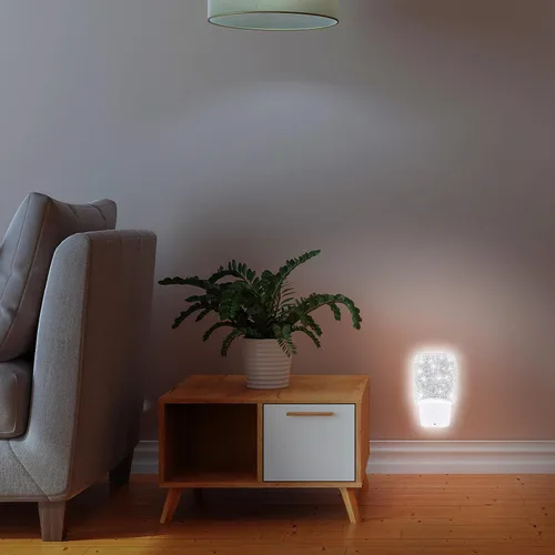 Vista 3 de Sumind 2 luces nocturnas con diamantes de imitación plateados, enchufables, con brillo automático, lámpara de noche LED decorativa con sensor de luz