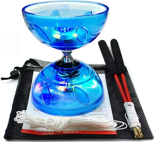 Vista 6 de Diabolo - Juego de yoyo chino, diábolo de triple rodamiento, juguetes de malabares con LED coloridos Diábolo con varillas de diablo, cuerda