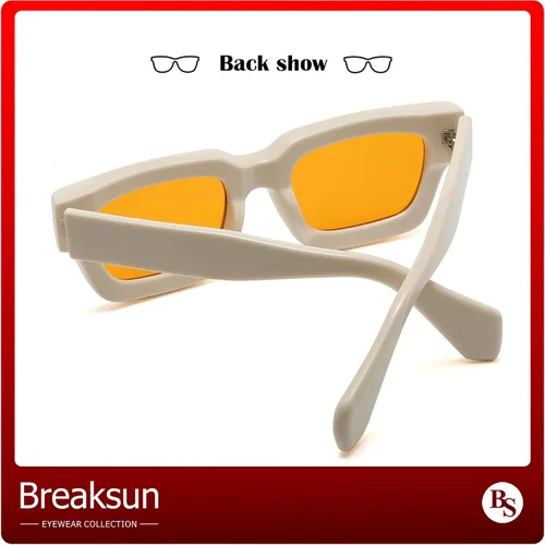 Vista 4 de Breaksun Gafas de sol rectangulares gruesas para mujeres y hombres, lentes de sol cuadrados gruesos de los años 90, lentes de sol de cara pequeña