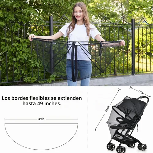 Vista 4 de DUOMI Mosquitera para cochecito, cubierta universal para insectos con cremallera Cobertura completa de insectos, malla transpirable, malla