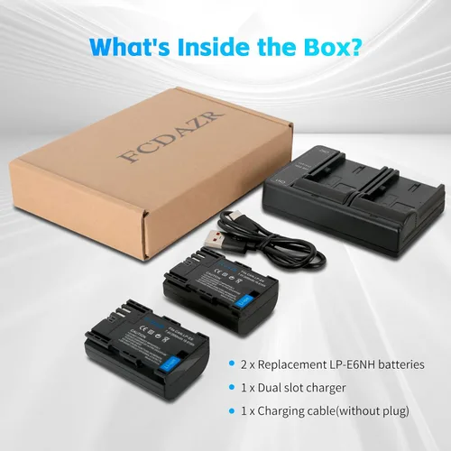Vista 7 de Batería LP-E6 LP-E6N (paquete de 2) y cargador USB dual compatible con cámaras Canon EOS 5D Mark II III IV, 5DS, 5DS R, 6D, 6D Mark II, 7D, 7D Mark