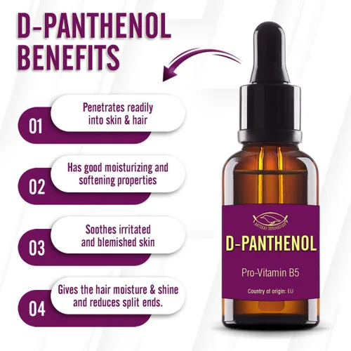 Vista 2 de D-pantenol 76.9% concentrado – Pro‑vitamina B5 de grado cosmético – para sueros de bricolaje, cremas y cuidado del cabello – 30 g (1 oz)