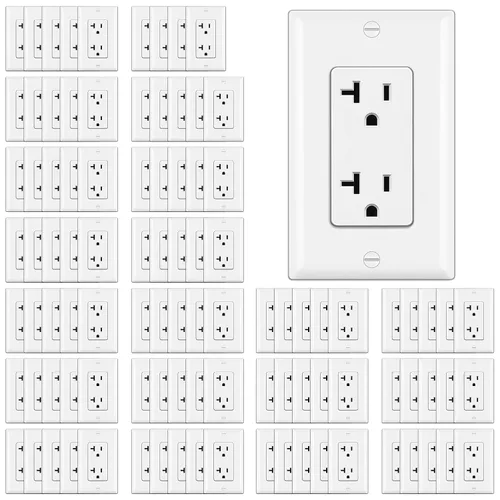 Vista 10 de BESTTEN Paquete de 20 tomas de corriente decoradora de pared de 15 amperios, no resistente a manipulaciones, placa de pared incluida
