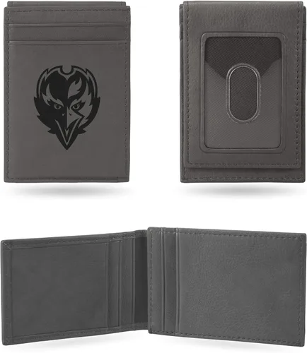 Vista 17 de Rico Industries - Cartera de bolsillo frontal con grabado láser NFL de fútbol, gris, compacta/cómoda/delgada