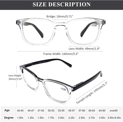 Vista 3 de AQWANO 4 Pack Computer Reading Glasses Blue Light Filter Clear Frames Readers Glasses for Men Women