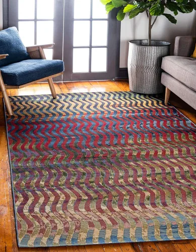 Vista 13 de Unique Loom - Alfombra colección de círculos abstractos, de transición para interiores y exteriores, beige, Polipropileno, Púrpura (Multi/Purple)