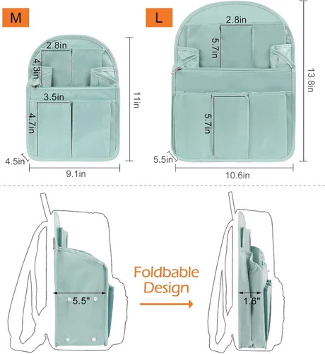 Vista 4 de Surblue Organizador de mochila con forro de inserción para colgar mochila de viaje y bolsillo de inserción, divisor de alta capacidad, organizador