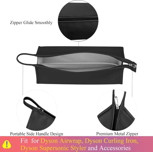 Vista 4 de Funda de viaje de cuero PU compatible con Dyson Airwrap Styler/Shark Flexstyle, funda de transporte portátil para secador de pelo Dyson Supersonic