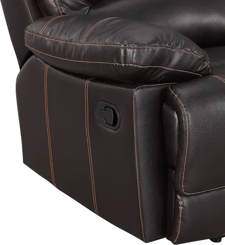 Vista 6 de Blackjack Furniture Brantley Collection - Sofá biplaza reclinable tapizado de cuero con consola, asientos acolchados de felpa con bobina Marrón