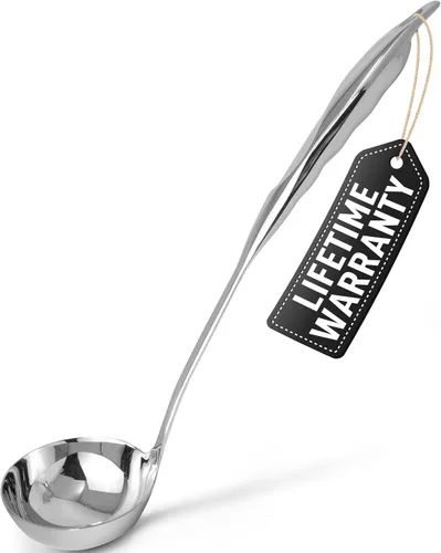 Vista 11 de Zulay Kitchen Premium Soup Ladle - 12" Stainless Steel with Non-Slip Silicone Handle (Pack of 3)