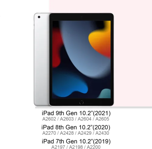 Vista 2 de Feams Funda para iPad de 9ª generación, funda triple para iPad 10.2, cubierta trasera transparente con soporte para lápiz y apagado Ángel