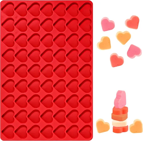 Vista 8 de Webake Mini molde de corazón, 150 cavidades, molde de silicona para gomitas, dulces, chocolate, bandeja para hornear para golosinas caseras, Día