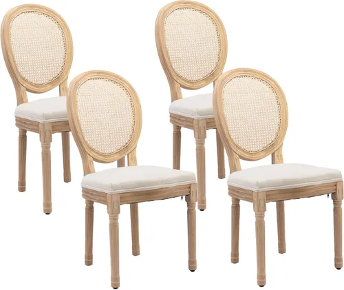 Vista 18 de LKTART Juego de 2 sillas de comedor francesas de piel sintética con botón y cabezal de clavos para sala de estar, cocina, sillas laterales ovaladas