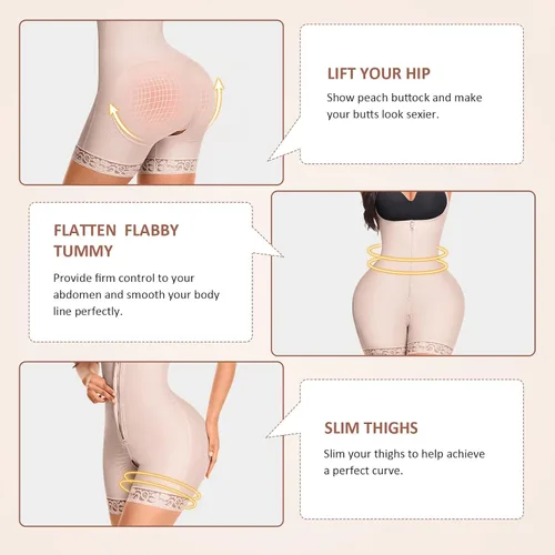 Vista 2 de Faja moldeadora para mujer, con control de abdomen, talla grande, para levantar glúteos y adelgazar muslos