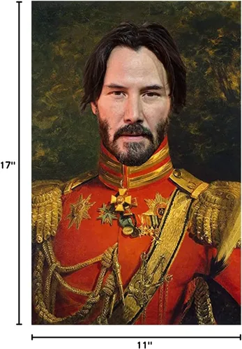 Vista 8 de Keanu Poster - Arte divertido de celebridades - Impresión en lienzo de pintura al óleo sintética - Arte divertido de cultura pop