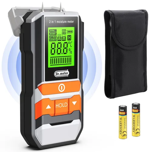 Vista 8 de Dr.meter Medidor de Humedad de Madera, 2 en 1 Probador de Humedad con y sin Punta, Sensor Digital de Humedad para Madera, Leña, Yeso, Papel, Piso