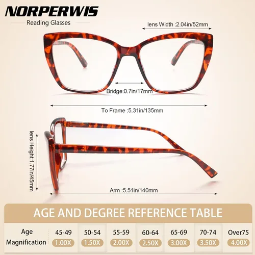 Vista 2 de NORPERWIS Gafas de lectura para mujer, bisagra de primavera, lentes de gran tamaño para mujer