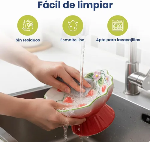 Vista 6 de Tazón elevado de comida para gatos con flores de fresa por PawsPik Rojo