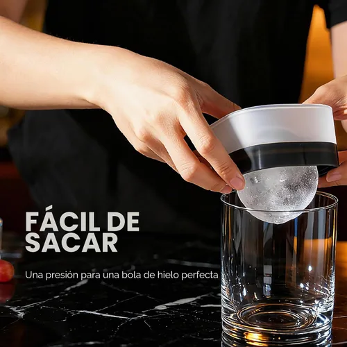 Vista 7 de Molde de silicona para hacer bolas de hielo con tapa, paquete de 4 – Molde redondo para cubitos de hielo de esfera grande de 2.5 pulgadas