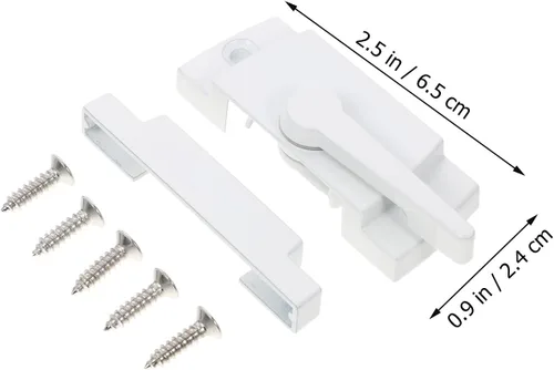 Vista 2 de COLLBATH 2 Sets White Zinc Alloy Cam Sash Locks Sliding Window Security Latches Right-Handed with Base for Home Anti-Theft Window Hardware