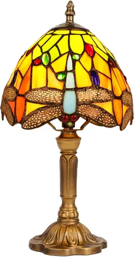 Vista 11 de Lámpara de mesa pequeña estilo Tiffany, lámpara de vidrio teñido antiguo de 5 pulgadas, lámpara de mesa de noche para escritorio, para dormitorio