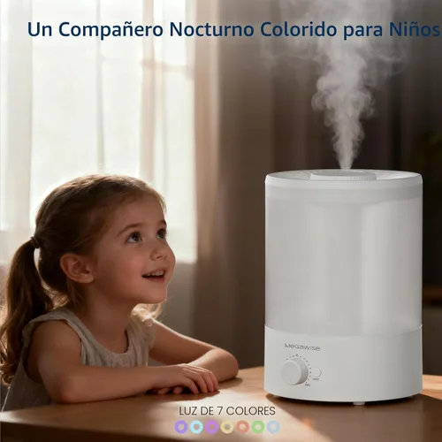 Vista 8 de MegaWise Humidificadores de niebla fría de recarga superior saludable para dormitorio, vaporizador de aire ultrasónico de 24 dB con filtro de agua