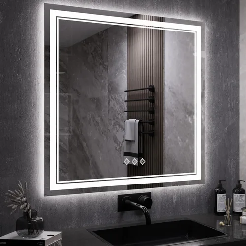 Vista 20 de Espejo LED para baño de 20 x 28 pulgadas con frente degradado y luz LED, espejo retroiluminado para baño, 3 colores, CRI > 90, espejo de baño
