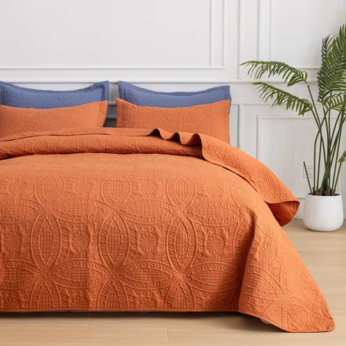Vista 8 de SheRest - Juego de colcha individual - colcha de cama suave y transpirable, colcha con relieve de estilo moderno, colcha de microfibra ligera