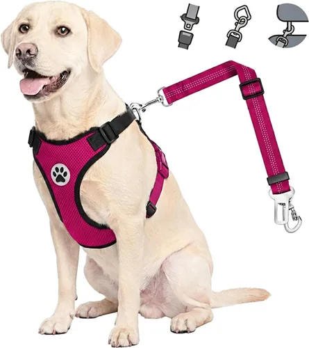 Vista 15 de Lukovee Cinturón de seguridad para perro para el coche, arnés de coche ajustable para perros grandes, medianos y pequeños, cinturón de seguridad