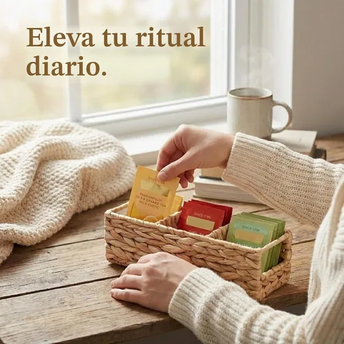 Vista 7 de Triluxe - Organizador de bolsas de té de mimbre, obra maestra