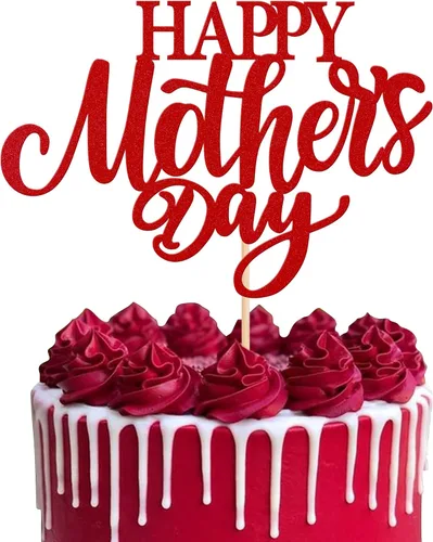 Vista 15 de Rsstarxi 1 paquete de decoración para pastel con flores de purpurina con doble corazón Love Mom Best Mom Best Mom Cake Pick Decoraciones para feliz