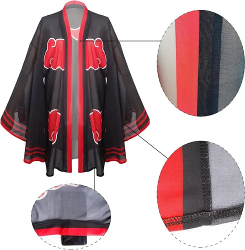 Vista 4 de Demon Slayer Shinobu Tanjiro Nezuko - Kimono para mujer cárdigan tipo kimono para cubrir la playa con frente abierto bata para adultos