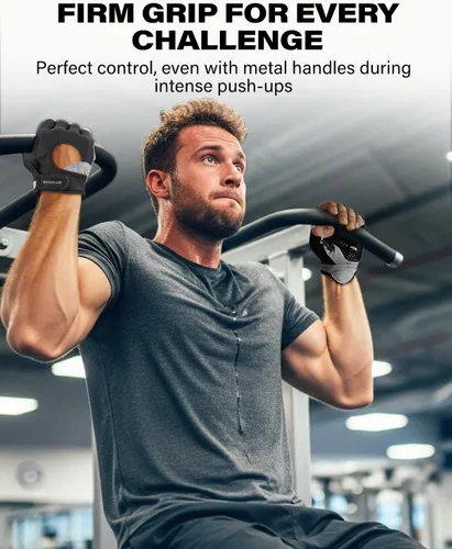 Vista 3 de VINSGUIR Guantes de entrenamiento para hombres y mujeres, guantes de levantamiento de pesas con excelente agarre, guantes de gimnasio ligeros