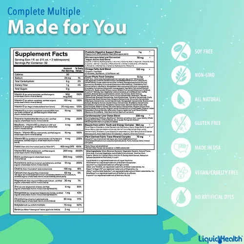 Vista 4 de LIQUIDHEALTH Paquete completo de vitaminas líquidas diarias de complejo B múltiple y mega energía para adultos, apoyo del sistema inmunológico