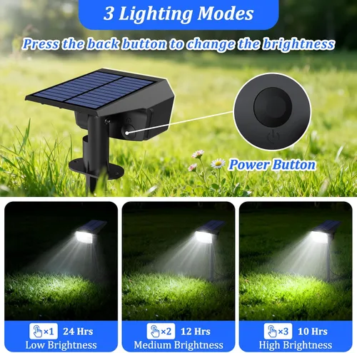 Vista 2 de Sucolite Paquete de 6 Focos Solares para Exteriores Impermeables IP65, 3 Modos de Iluminación, Focos Solares de Paisajismo 2 en 1 para Patio, 59