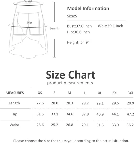 Vista 7 de THE GYM PEOPLE Falda midi asimétrica de cintura alta con volantes y dobladillo asimétrico alto y bajo para mujer con pantalones cortos