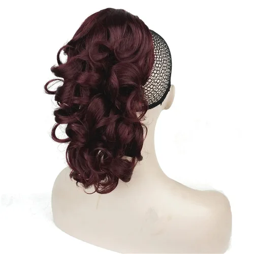 Vista 4 de Aimole Extensión de cola de caballo rizada con pinza de pelo medio largo de 12 pulgadas con clip (12TT26)