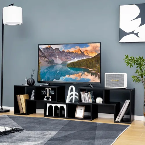 Vista 4 de KOTEK - Soporte de TV para TV de 50, 55, 60, 65 pulgadas, organizador de estantería de combinación gratuita, mesa de consola de TV con estantes
