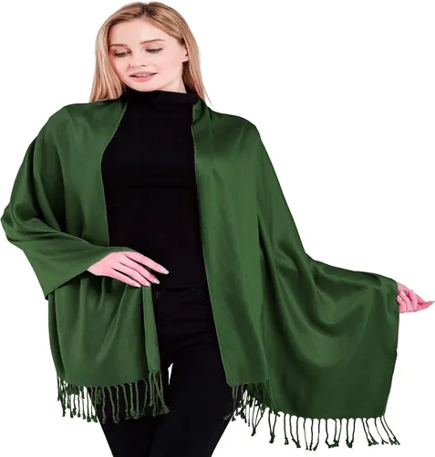 Vista 18 de CJ Apparel Solid Color Tassels Design Nepalese Shawl Seconds Scarf Wrap Stole Throw Head Wrap Pashmina Hand Made in Nepal Amarillo ámbar