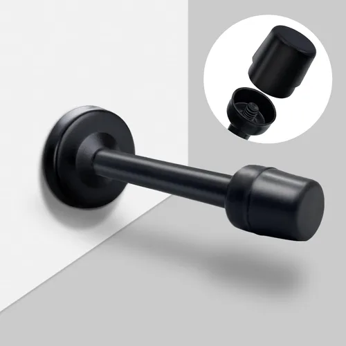 Vista 15 de KOLAKO Tope de puerta, tope de puerta negro de 4 pulgadas para la parte inferior de la puerta, montaje en pared de acero inoxidable cepillado a