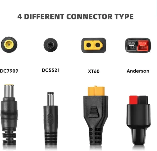 Vista 4 de Kit de conector solar universal 4 en 1, 16 AWG a Anderson XT60 DC7909 DC5521, cable de extensión solar, compatible con paneles solares y la mayoría