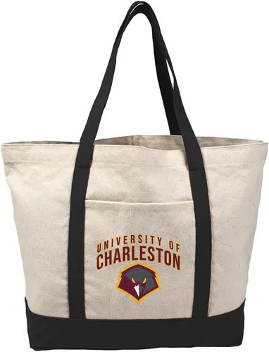 Vista 278 de Campus Lab Bolsa de lona con logotipo primario colegiado con bolsillo externo, bolsa de hombro reutilizable para ir de compras, playa Águilas A&m