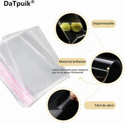 Vista 3 de DaTpuik 100 bolsas de celofán autosellantes de 4 x 6 pulgadas, bolsas transparentes para galletas, bolsa de celofán resellable para embalaje