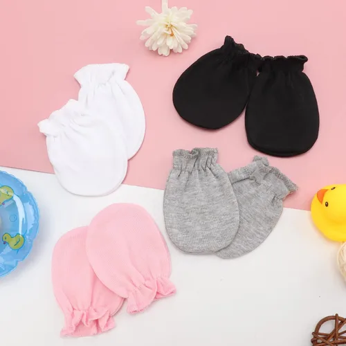 Vista 2 de BQUBO - Guantes elásticos de algodón para recién nacidos, antiarañazos, hipoalergénicos, para bebés de 0 a 6 meses